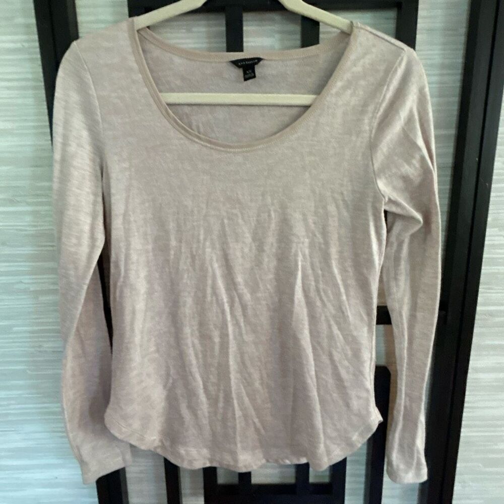 Ann Taylor heather beige classic long sleeve scoopneck top knit size XS - Picture 1 of 4